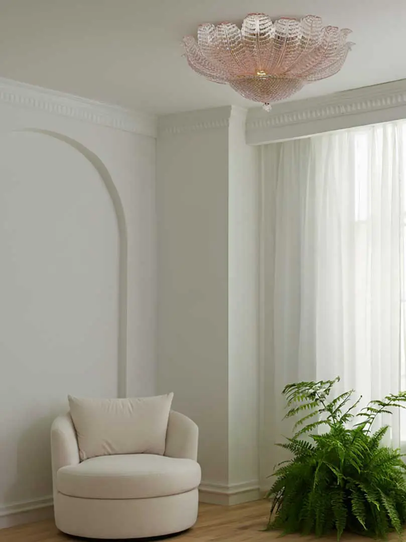 Murano ceiling lamp  Flower  Pink