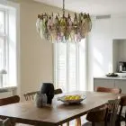56 multi poliedri Murano chandelier hanging in a kitchen