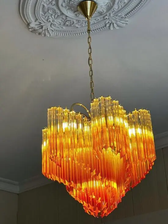Murano chandelier - Viennetta - 114 prisms - Amber