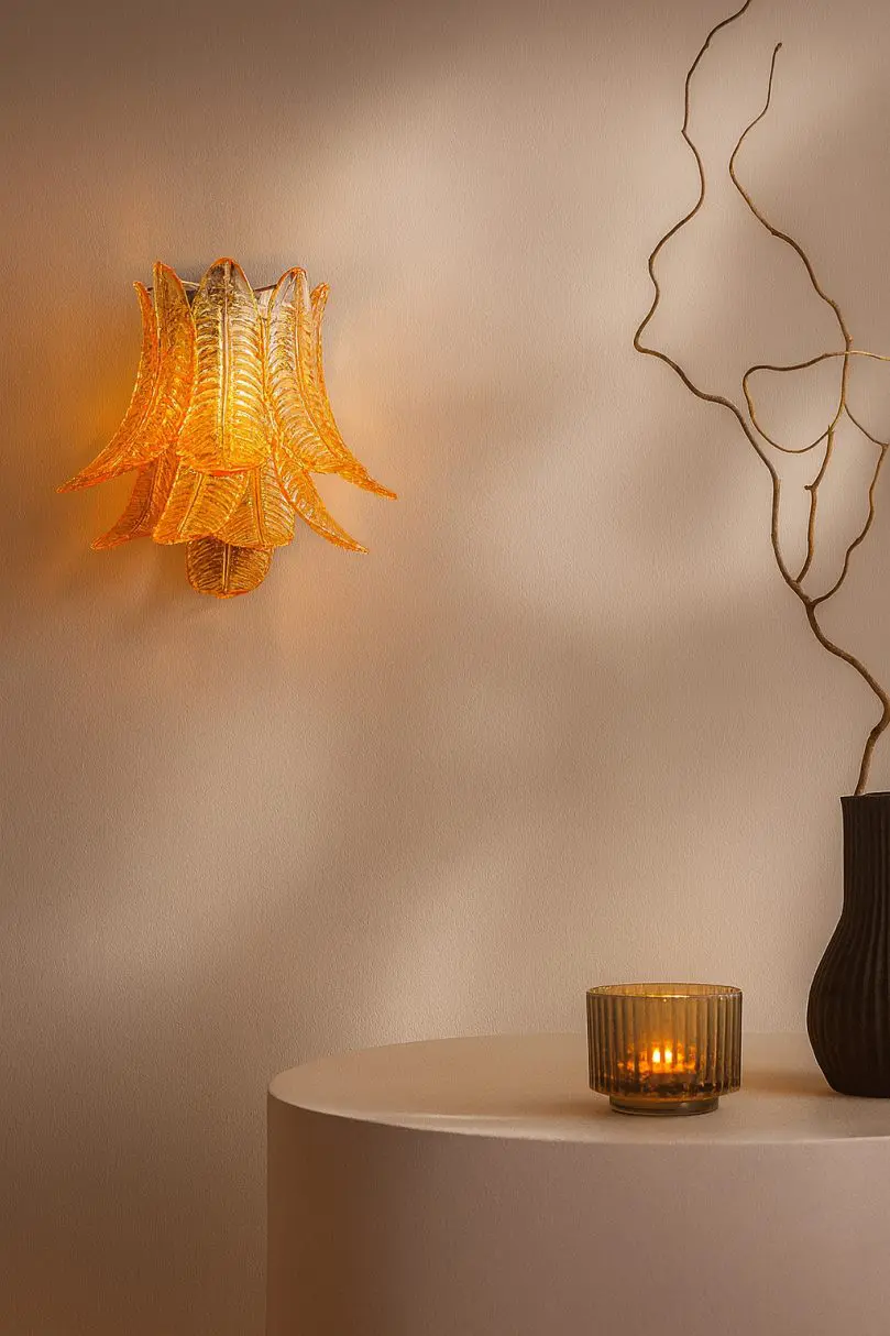 3379 - murano wall lamp felci amber