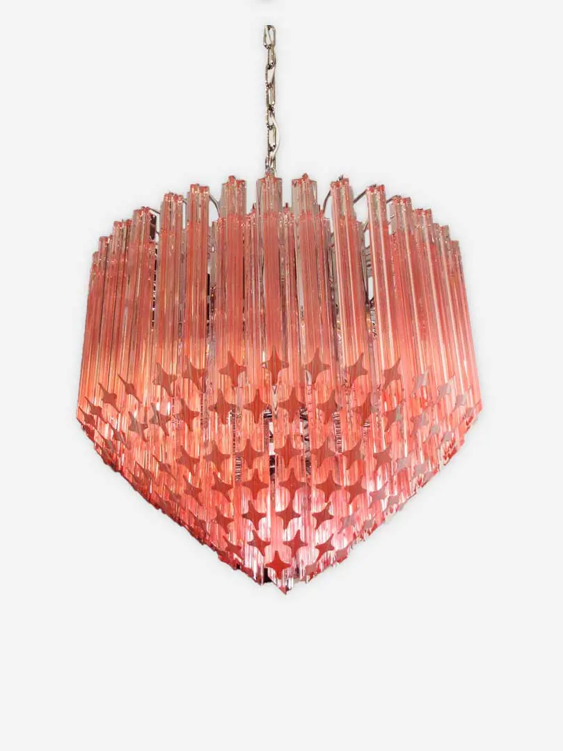 Murano lysekrone - Spids - 163 prismer - Rosa