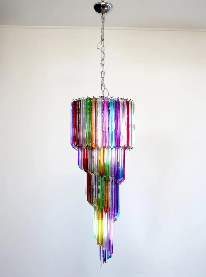 Murano Lysekrone - Spiral - 86 prismer - Multi