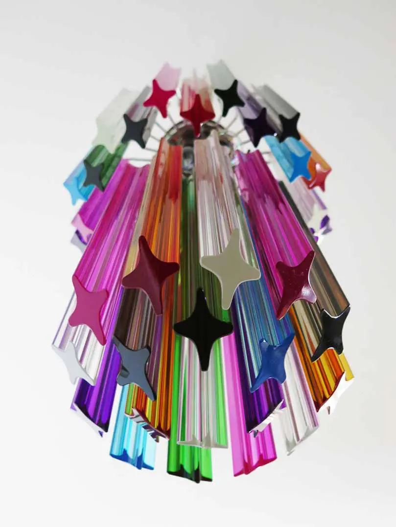 Murano Chandelier - Quadriedri - 46 prisms - Multi - Cherry