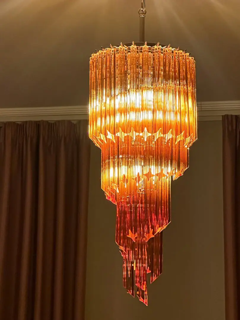 3631 - 54 amber prisms - Murano chandelier - Cherry Vintage Interior-3