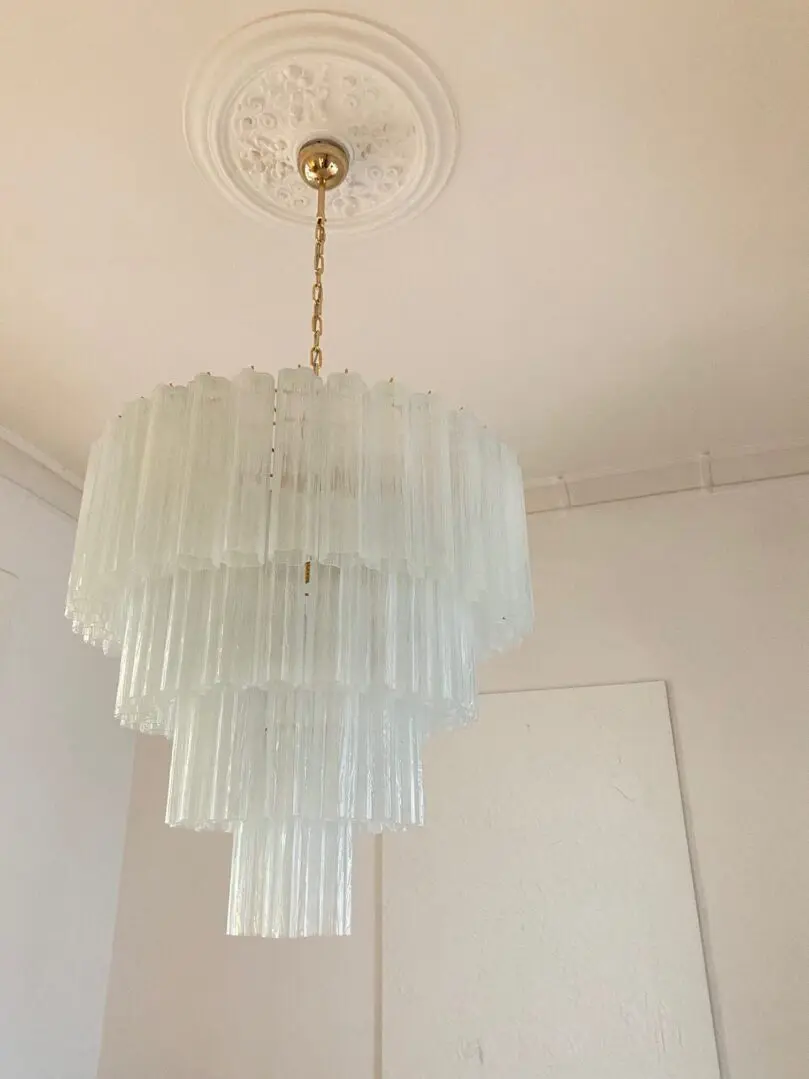 Murano chandelier 78 tubes Opal silk