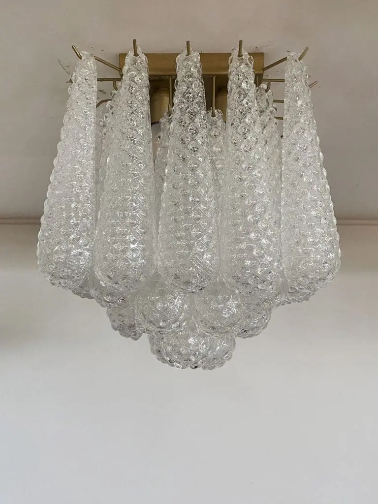 Murano Ceiling lamp - Cone - 32 glass leaves - Transparent