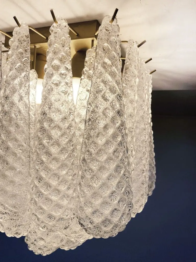 Murano Ceiling lamp - Cone - 32 glass leaves - Transparent