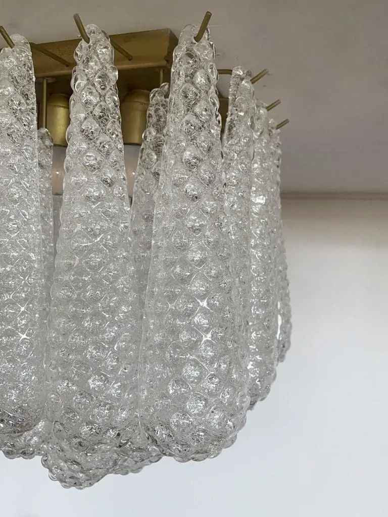 Murano Ceiling lamp - Cone - 32 glass leaves - Transparent