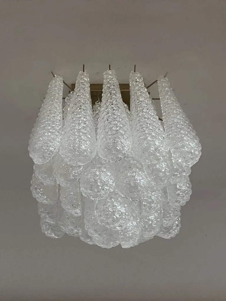 Murano Ceiling lamp - Cone - 32 glass leaves - Transparent