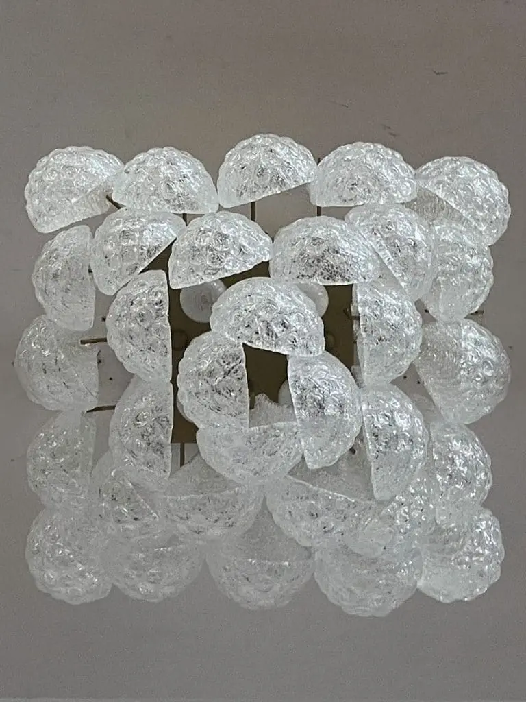 Murano Ceiling lamp - Cone - 32 glass leaves - Transparent