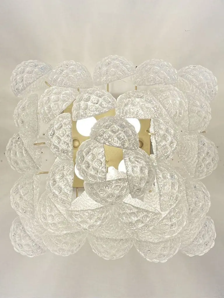Murano Ceiling lamp - Cone - 32 glass leaves - Transparent
