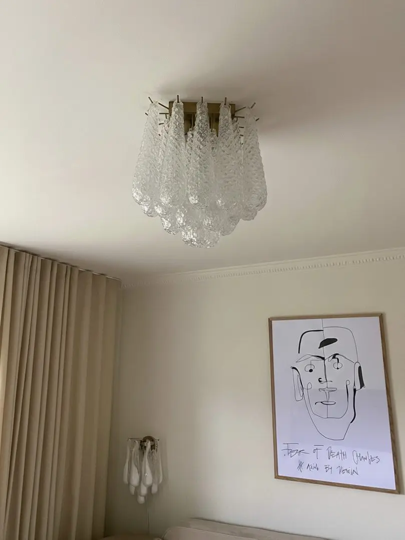 Murano Ceiling lamp 32 Drops Transparent