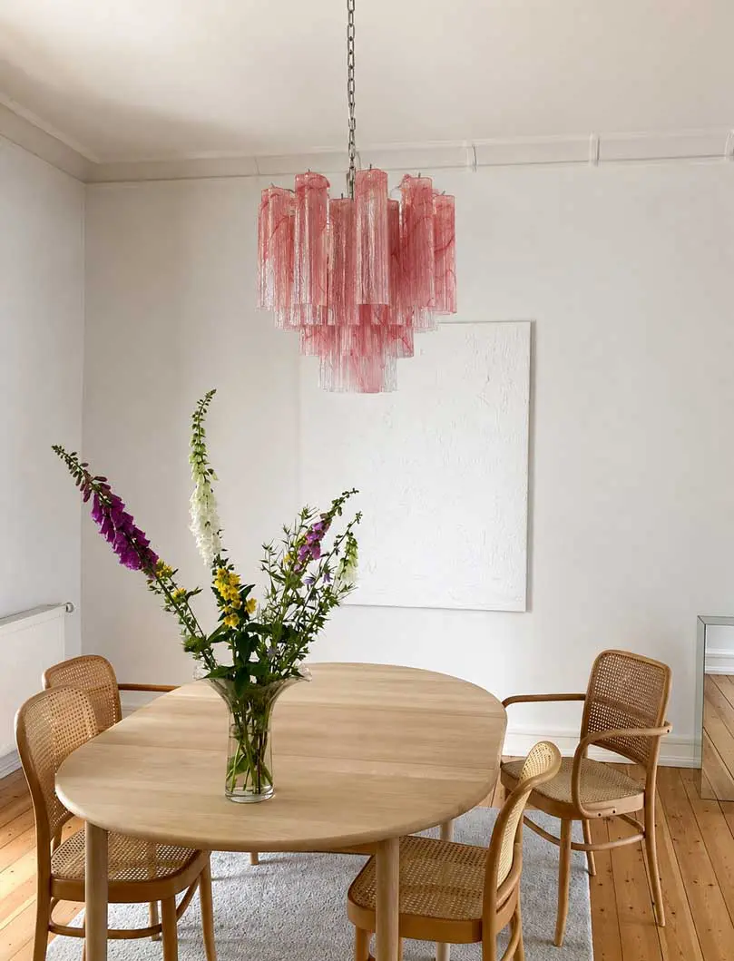 Murano Chandelier 36 tubes Alabaster Pink