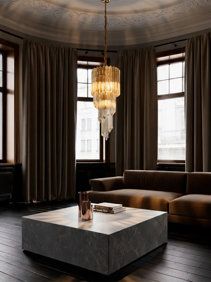 1012---Murano-chandelier---spiral-light-smoked-transparent-cherry-vintage-interior
