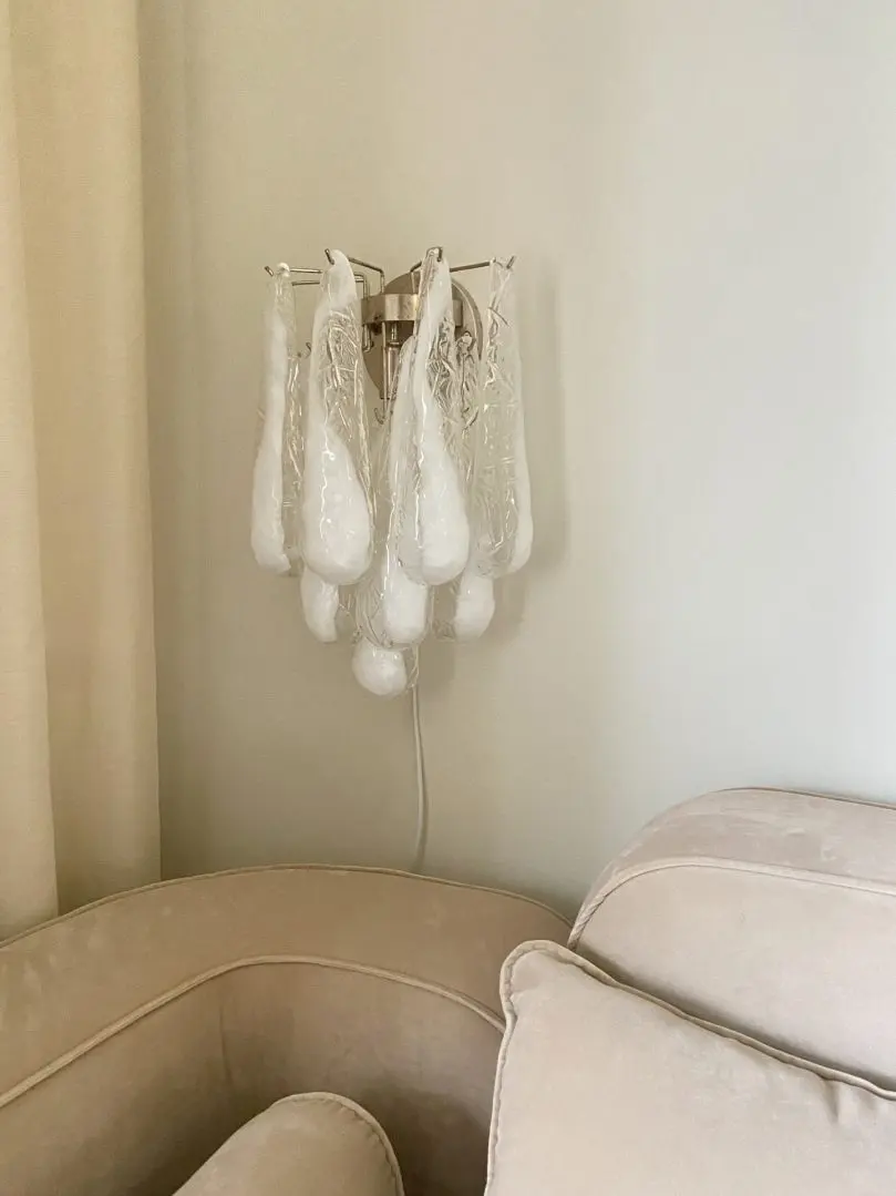 10620 - transparent petal drops - Murano wall light - cherry vintage interior-13
