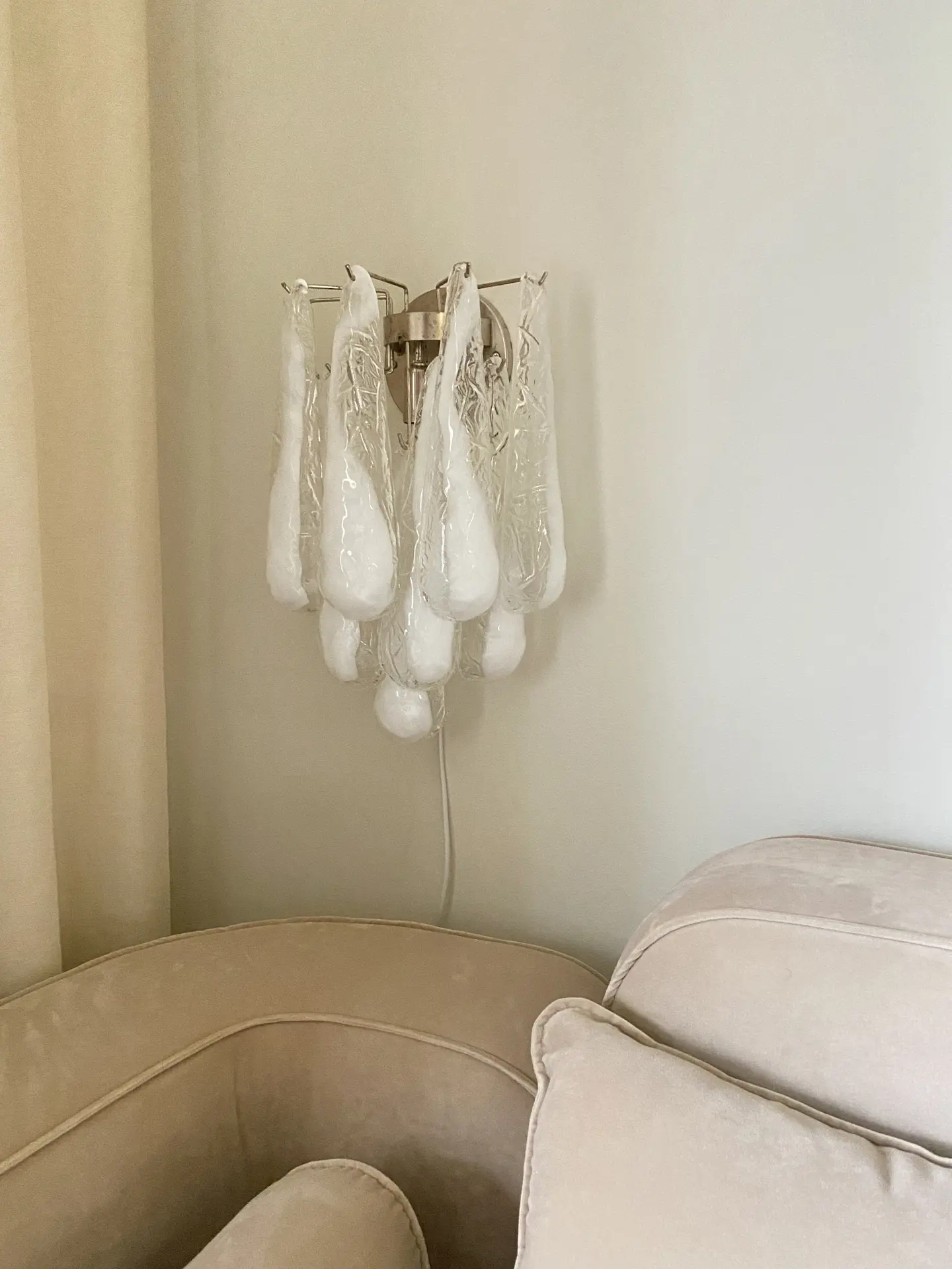 10620 - transparent petal drops - Murano wall light - cherry vintage interior-13