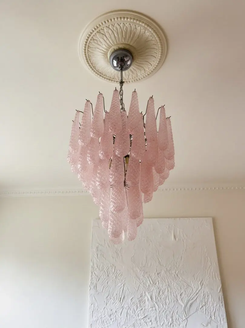 Murano Chandelier 52 Drops Pink