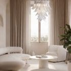 52 felci Murano chandelier hanging in living room