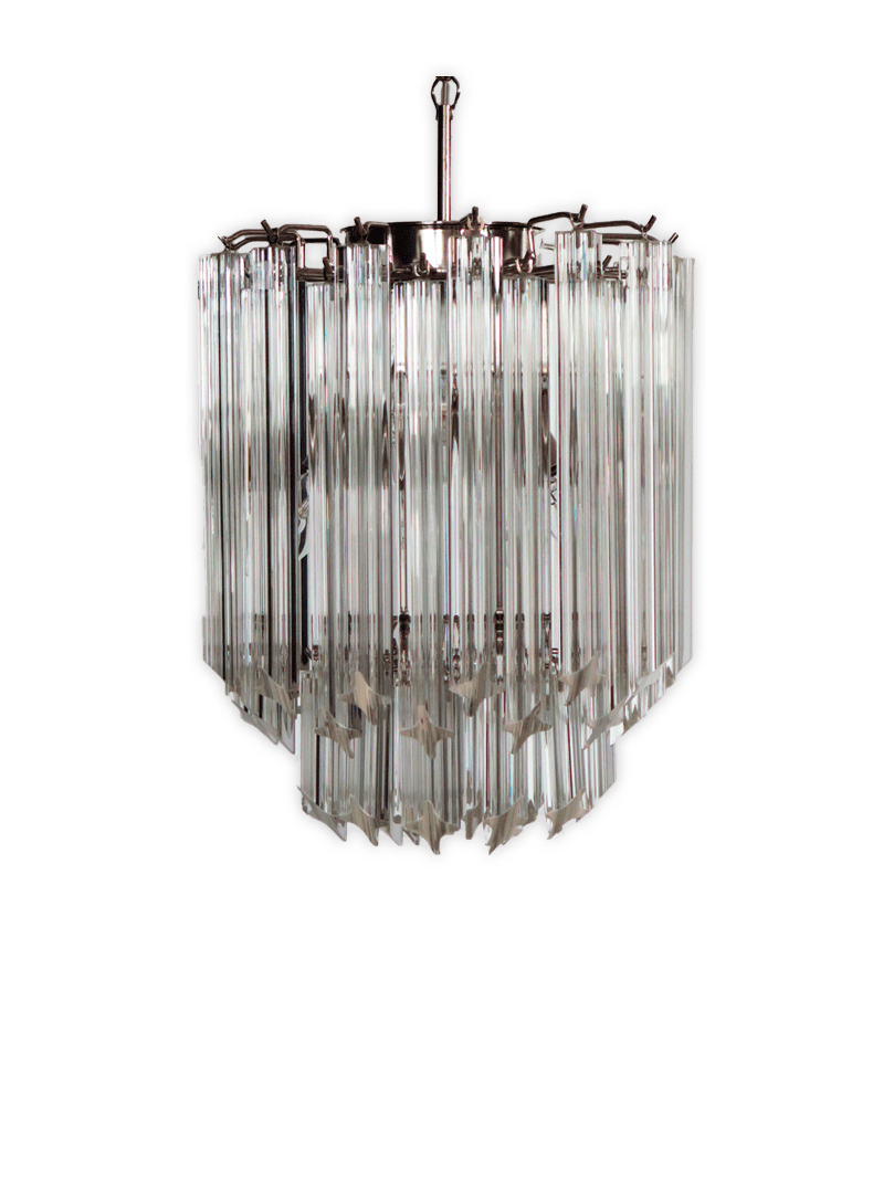 Murano ljuskrona - Quadriedri - 55 prismer - klar