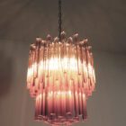 Murano chandelier - Triedri - 107 prisms - Pink