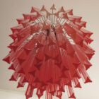 Murano chandelier - Triedri - 107 prisms - Pink