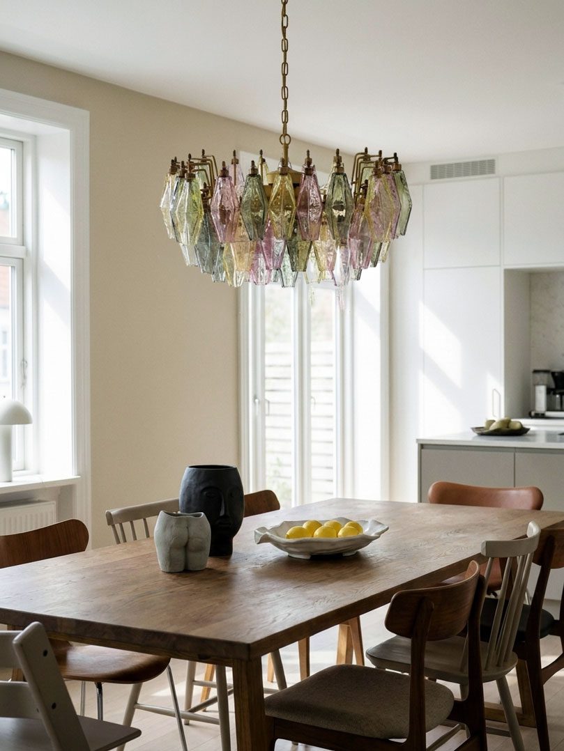 Murano Chandelier Poliedri 185 glass Transparent - Cherry Vintage