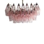 Murano chandelier - Poliedri - 56 glasses - Pink