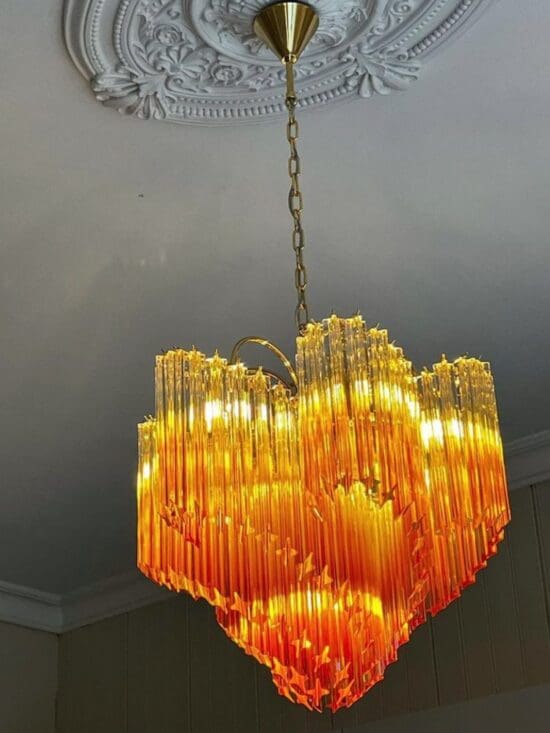 Murano chandelier - Viennetta - 114 prisms - Amber