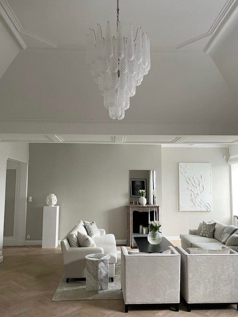 murano chandelier 52 drops transparent