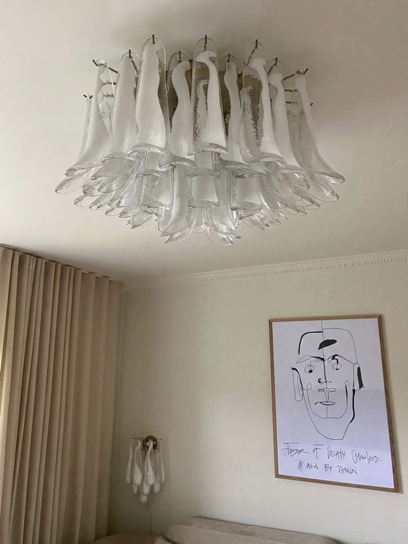 Murano Ceiling lamp - 64 petals - Transparent/White Chrome shiny