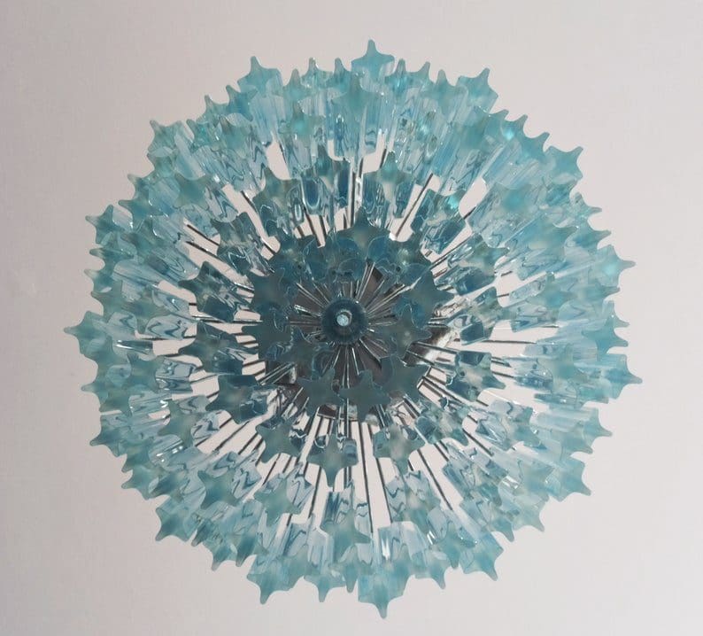 Murano Lysekrone - Quadriedri - 107 prismer - Blå
