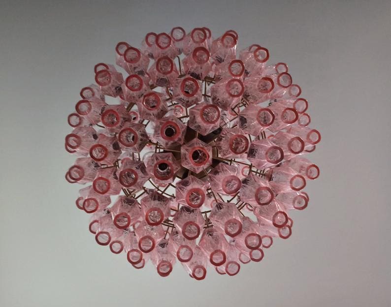 Murano lysekrone - 140 glas - Rosa