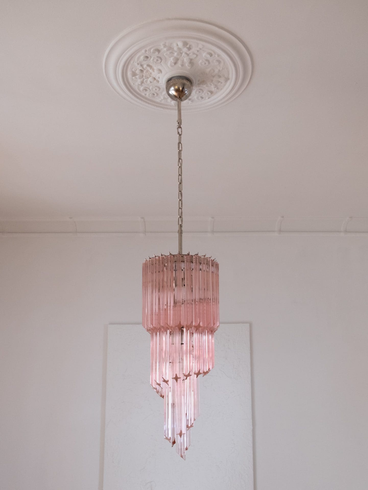 Murano chandelier - Spiral - 54 prisms - Pink
