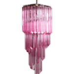Murano ljuskrona - Spiral - 54 prismer - Rosa