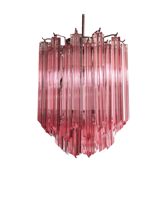 Murano ljuskrona - Quadriedri - 55 prismer - Rosa