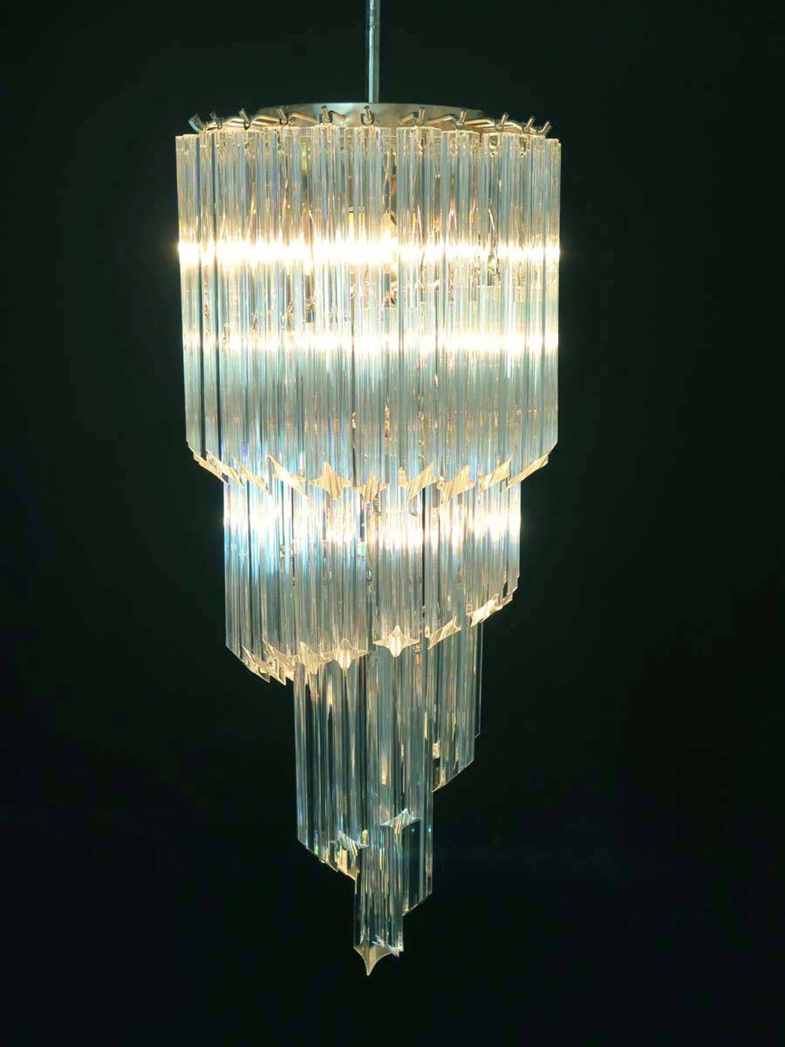 Murano ljuskrona - Spiral - 54 prismer - klar