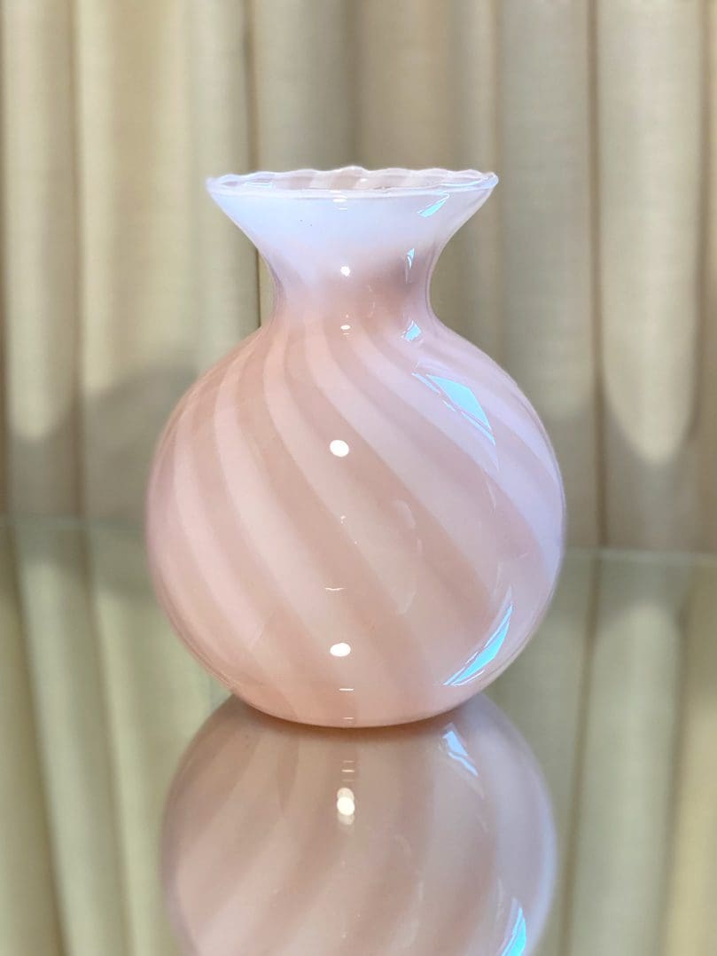 Murano vintage vases pink swirl