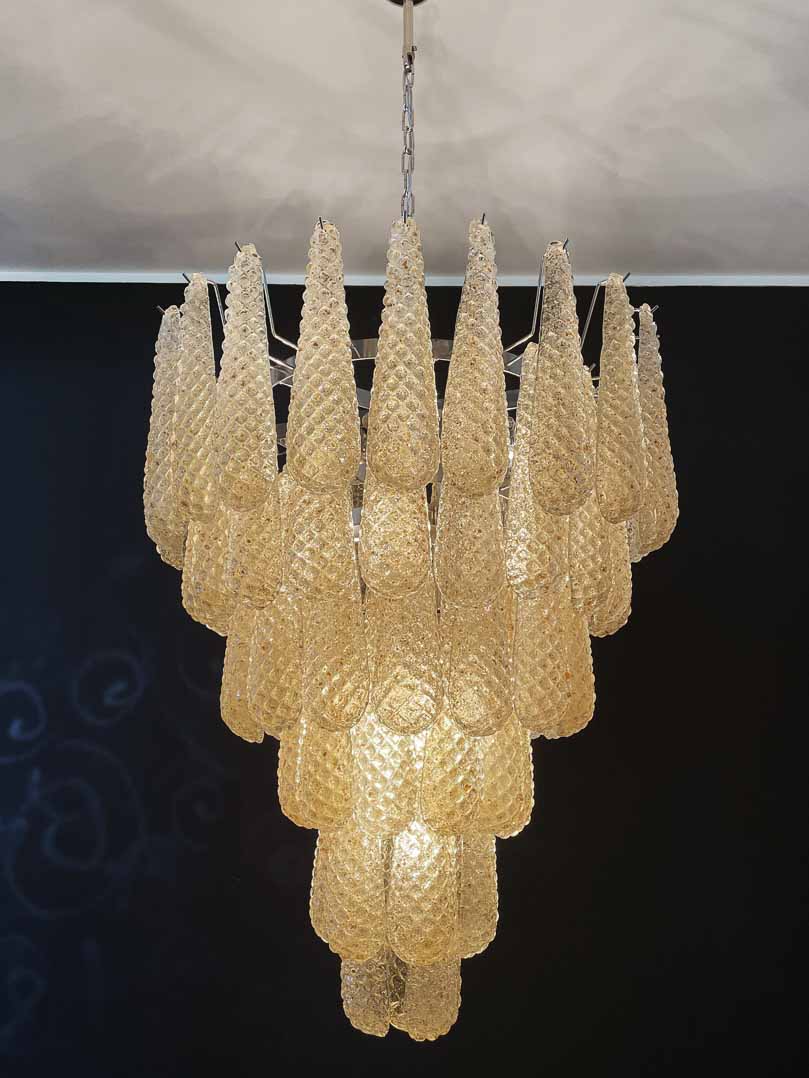 Murano chandelier - 75 glass leaves - Amber