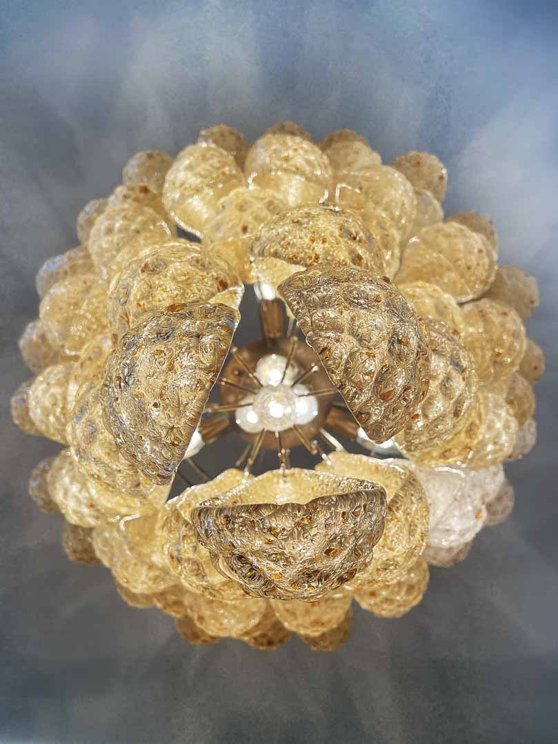 Murano chandelier - 75 glass leaves - Amber