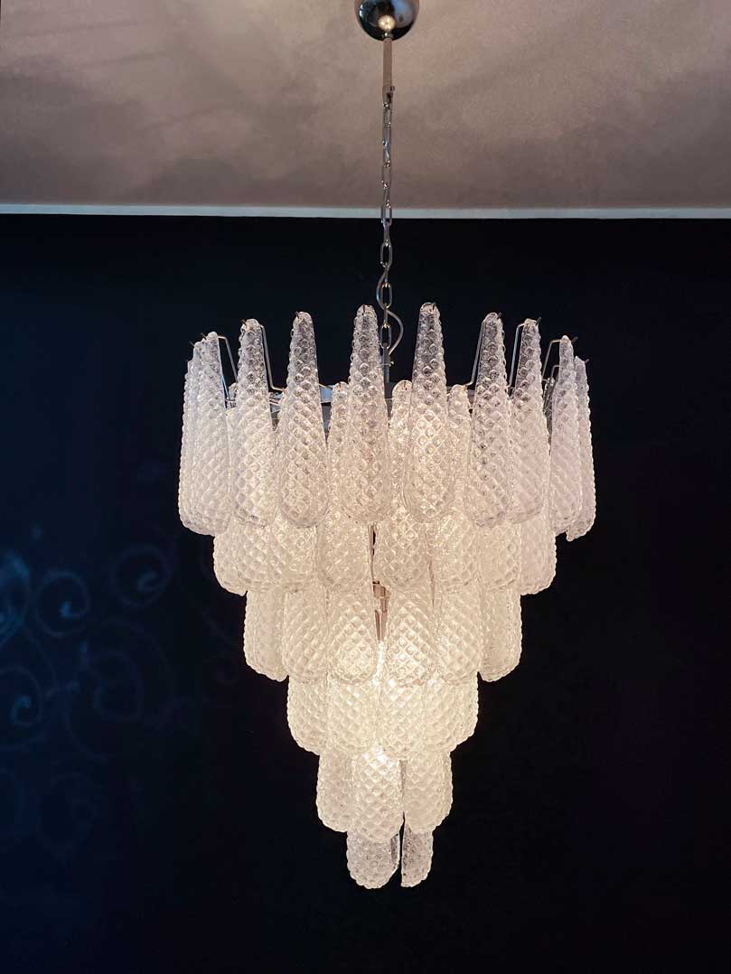 Murano chandelier - 75 glass leaves - Transparent