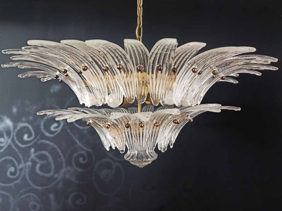 Murano chandelier - Palmette - Transparent - 2 levels
