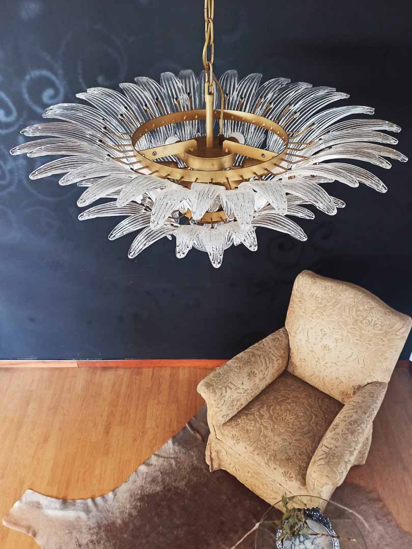 Murano chandelier - Palmette - Transparent - 2 levels