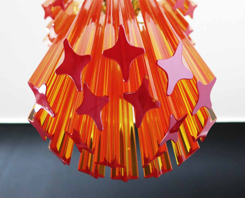 Murano chandelier - Quadriedri - 46 prisms - Amber