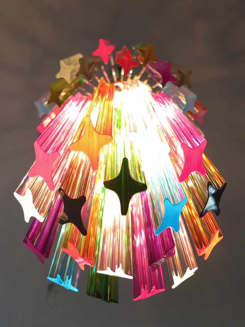 Murano chandelier - Quadriedri - 46 prisms - Multi