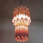 Murano chandelier - Quadriedri - 46 prisms - Pink