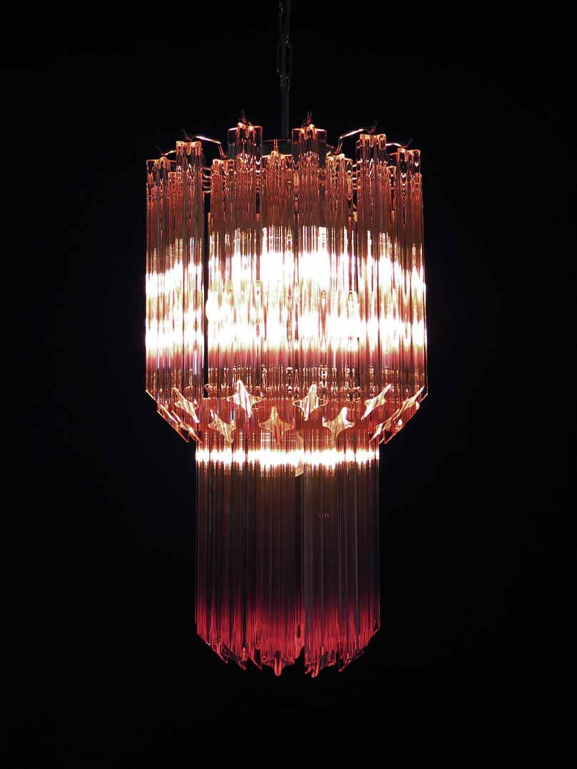 Murano chandelier - Quadriedri - 46 prisms - Pink