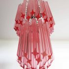 Murano chandelier - Quadriedri - 46 prisms - Pink