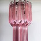 Murano chandelier - Quadriedri - 46 prisms - Pink