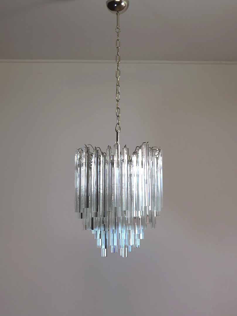 Murano chandelier - Triedri - 92 prisms - Transparent