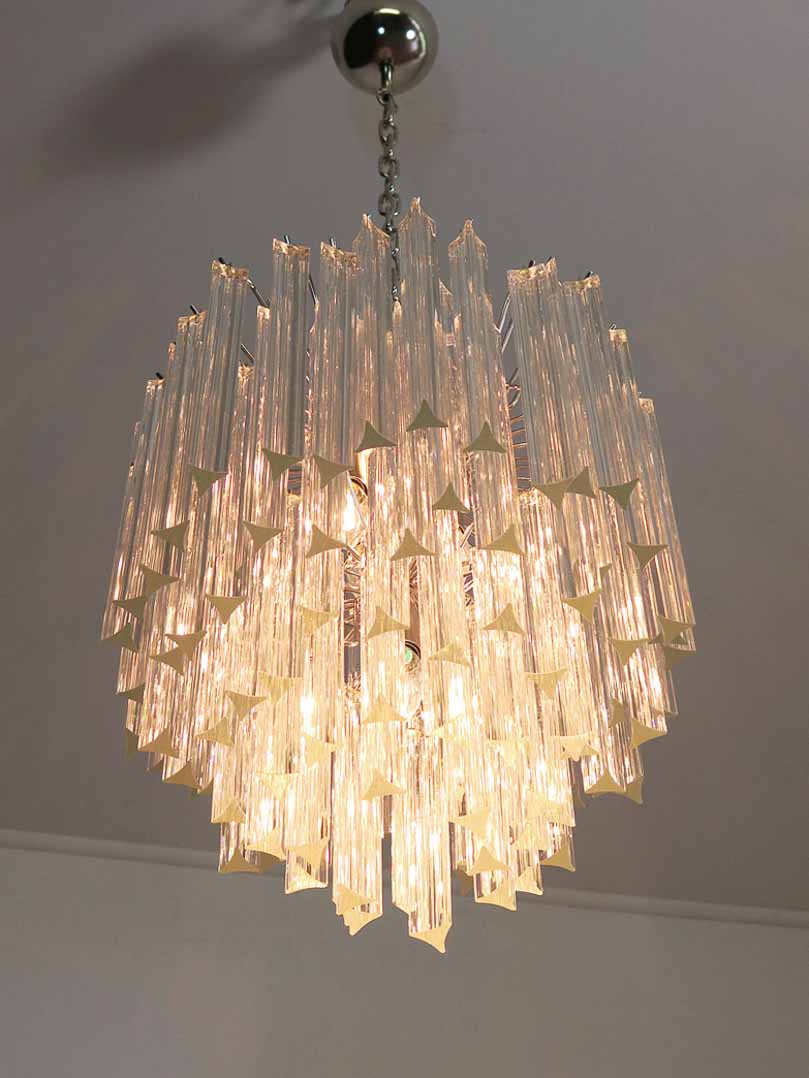 Murano chandelier - Triedri - 92 prisms - Transparent